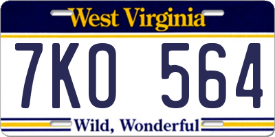 WV license plate 7KO564