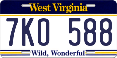 WV license plate 7KO588