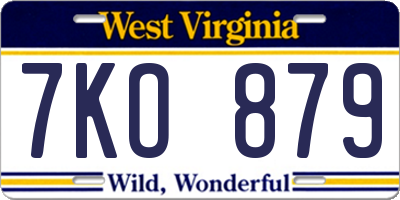 WV license plate 7KO879