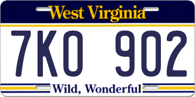 WV license plate 7KO902
