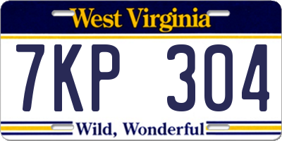 WV license plate 7KP304