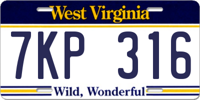 WV license plate 7KP316