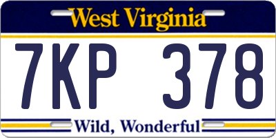 WV license plate 7KP378