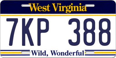 WV license plate 7KP388