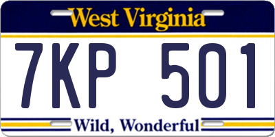 WV license plate 7KP501