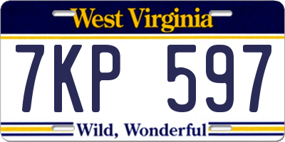 WV license plate 7KP597