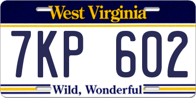 WV license plate 7KP602