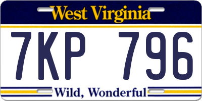 WV license plate 7KP796