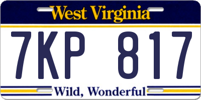 WV license plate 7KP817
