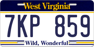 WV license plate 7KP859