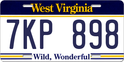 WV license plate 7KP898