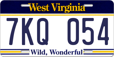 WV license plate 7KQ054
