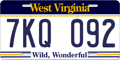 WV license plate 7KQ092