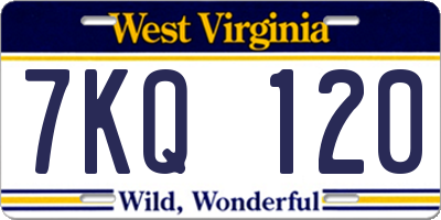 WV license plate 7KQ120