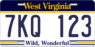WV license plate 7KQ123