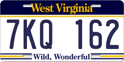 WV license plate 7KQ162