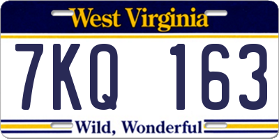 WV license plate 7KQ163