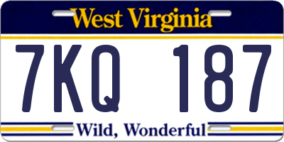 WV license plate 7KQ187