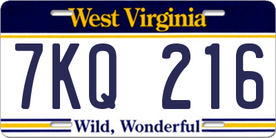 WV license plate 7KQ216