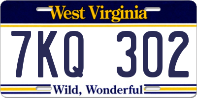 WV license plate 7KQ302
