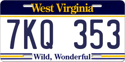 WV license plate 7KQ353