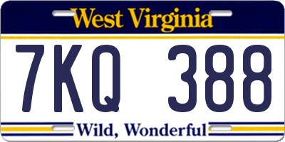 WV license plate 7KQ388