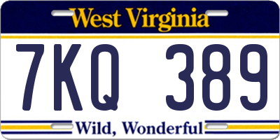 WV license plate 7KQ389