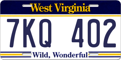 WV license plate 7KQ402