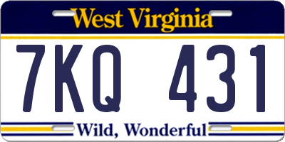 WV license plate 7KQ431