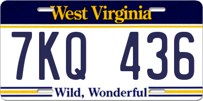 WV license plate 7KQ436