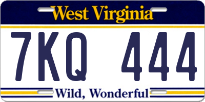 WV license plate 7KQ444