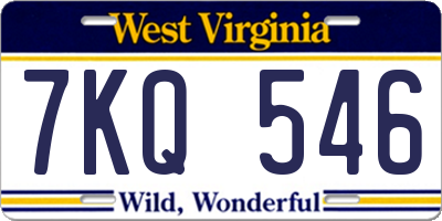 WV license plate 7KQ546