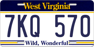 WV license plate 7KQ570