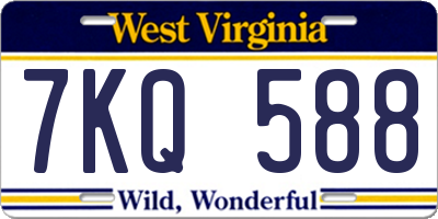 WV license plate 7KQ588