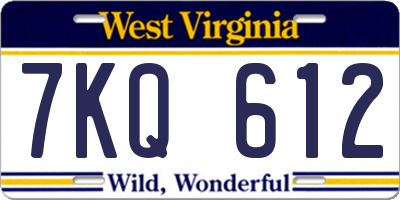 WV license plate 7KQ612