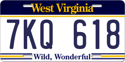 WV license plate 7KQ618