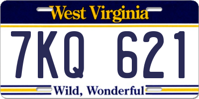 WV license plate 7KQ621