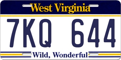 WV license plate 7KQ644