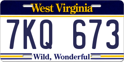 WV license plate 7KQ673
