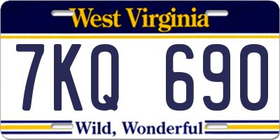 WV license plate 7KQ690