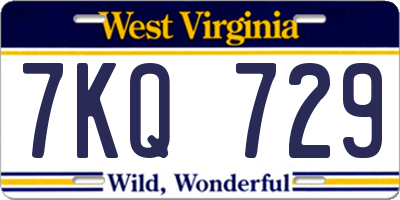WV license plate 7KQ729