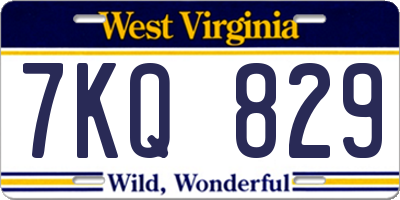 WV license plate 7KQ829