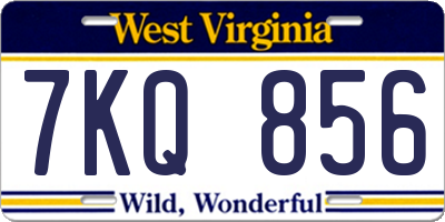 WV license plate 7KQ856