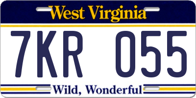 WV license plate 7KR055