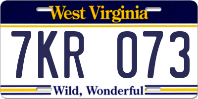 WV license plate 7KR073