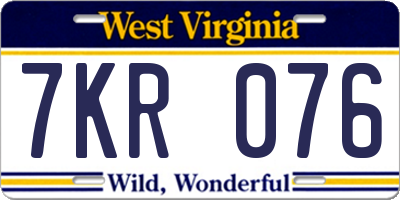 WV license plate 7KR076