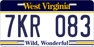 WV license plate 7KR083