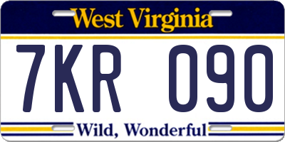 WV license plate 7KR090