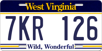 WV license plate 7KR126