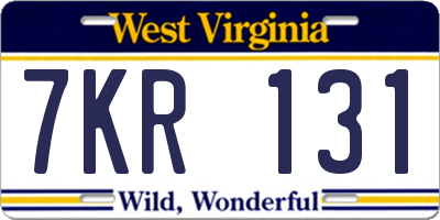 WV license plate 7KR131